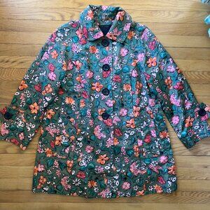 Marc Jacobs Silk Jacket Lined Silk Sz 8 Green Red Pink Coral Floral